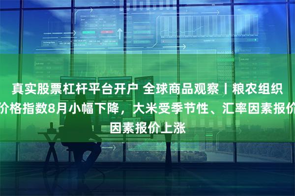 真实股票杠杆平台开户 全球商品观察丨粮农组织食品价格指数8月小幅下降，大米受季节性、汇率因素报价上涨