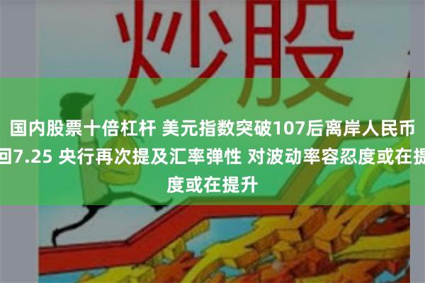 国内股票十倍杠杆 美元指数突破107后离岸人民币重回7.25 央行再次提及汇率弹性 对波动率容忍度或在提升