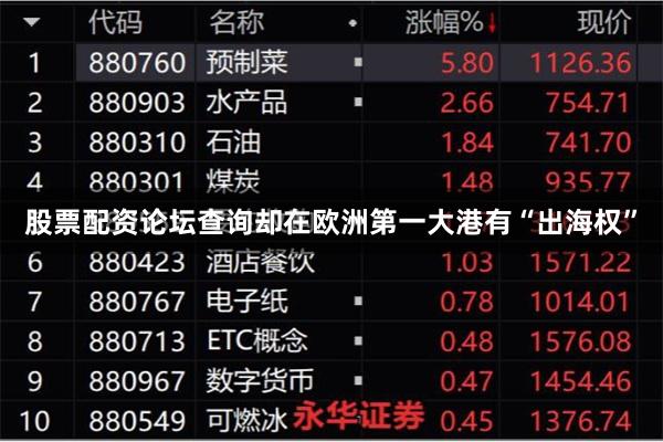 股票配资论坛查询却在欧洲第一大港有“出海权”